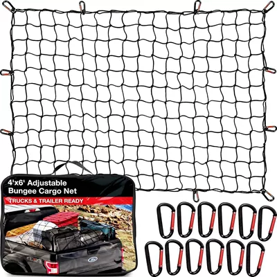 Cross-Border Hot-Selling 120*180cm Car Luggage Net Trunk Roof Elastic Net Fixed Net Bag Strap Trailer (Trailer rope/net/strap) - 5mm120cmx180cm4x-6inch-carabiner-luggage-net