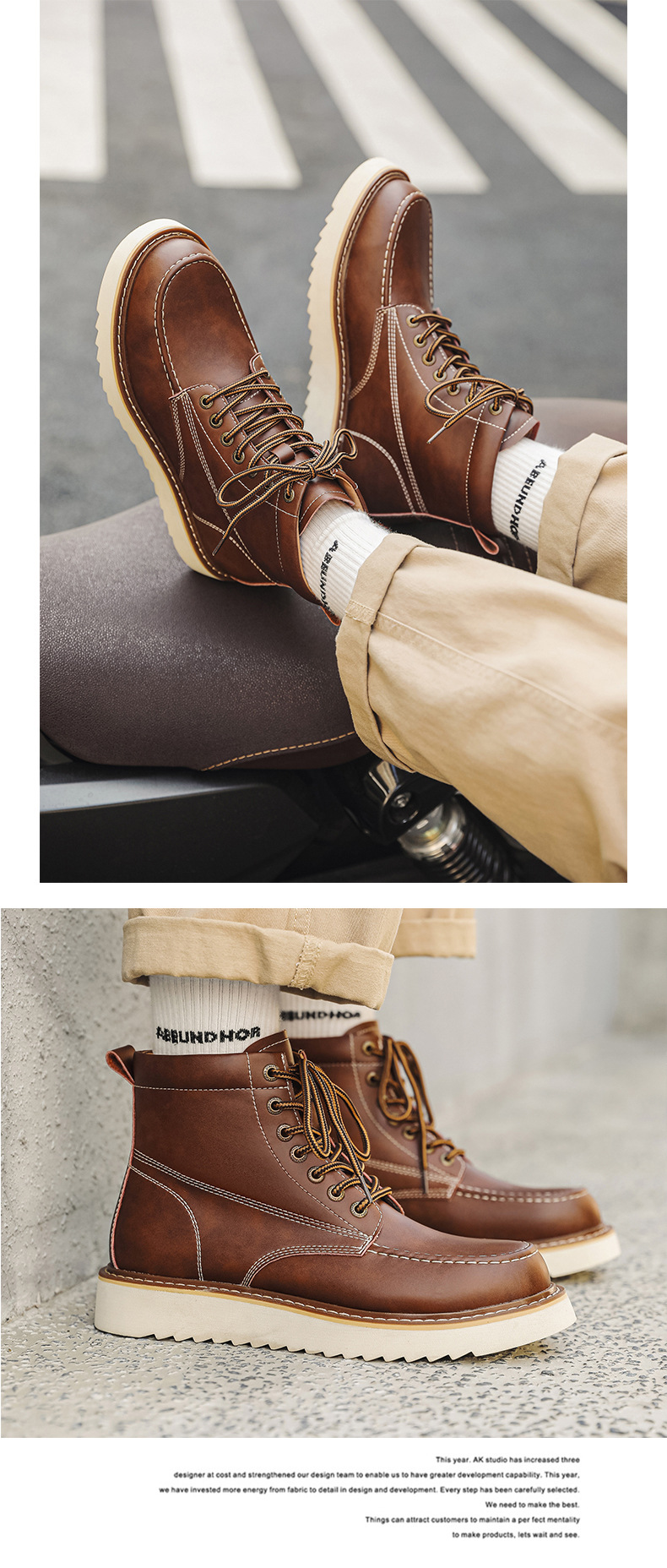 Herren Martin Boots Mit Dicker Sohle Für Outdoor Und Arbeit_voghion.com