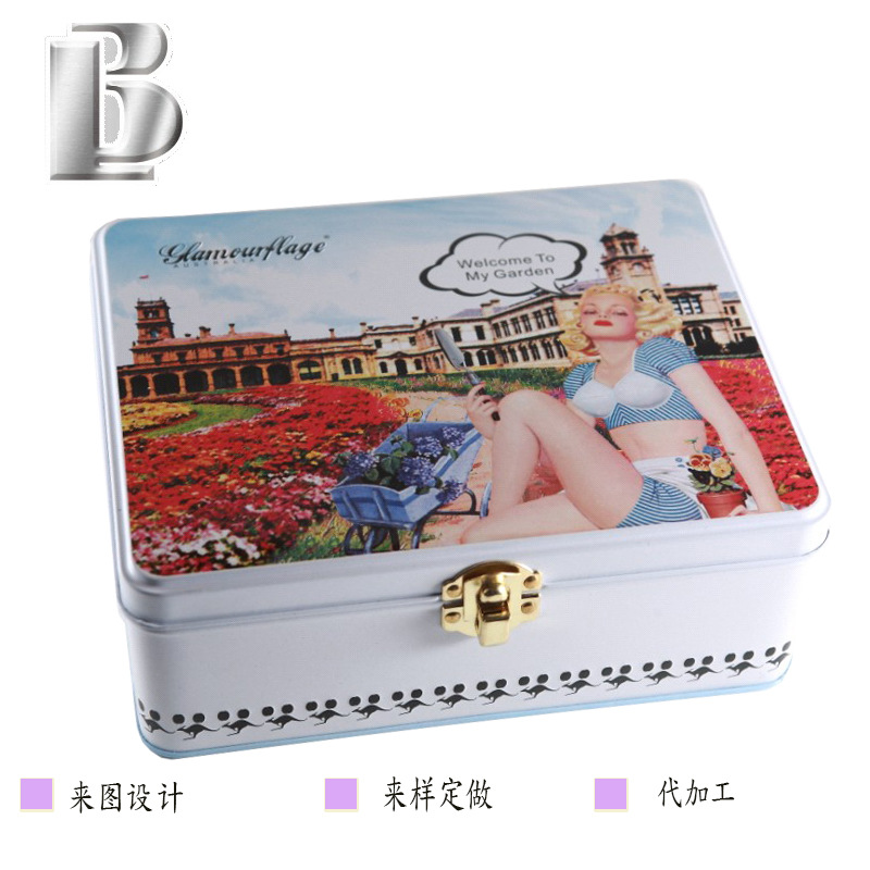 方形马口铁盒 化妆品饰品收纳盒包装盒 金属包装容器铁盒东莞直销