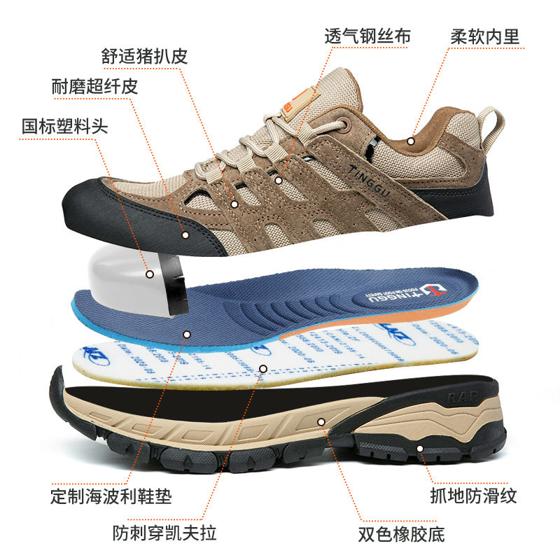 Giày bảo hộ lao động nam cổ thấp chống va đập chống đâm thủng, cách điện nhẹ thoáng khí chống mài mòn — 36 * TG26 kaki cách nhiệt giày, 37 * TG26 kaki cách nhiệt giày, 37 * TG26 Đen Cách Nhiệt Giày, 38 * TG26 kaki cách nhiệt giày chi tiết 13