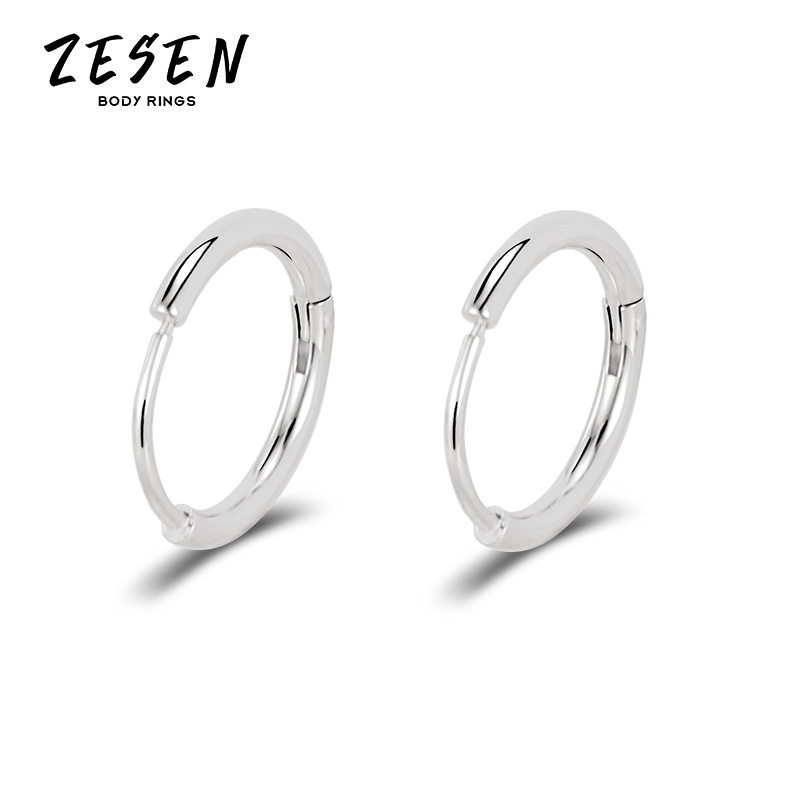 1.2mm Titanium Steel Circle Earring Stainless Steel Hoop Earring for Men Women Fashion detail image 8