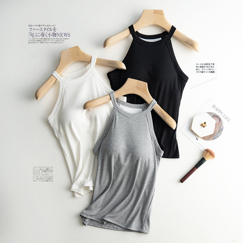 Non-Wearing Bra One-Piece Halter Sling Inner Vest Women's Chest Pad Anti-running Light Base Underwear Summer