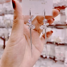 仙光韩款时尚精致锆石蝴蝶流苏耳环女中长款耳坠百搭高档耳饰批发
