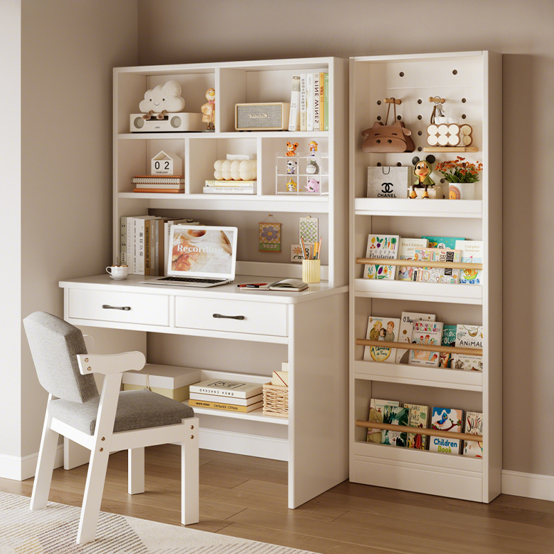 Escritorio, estantería, estantería, mesa de una pieza, mesa contra la pared, dormitorio de estudiantes de madera maciza, escritorio de estudio, escritorio para computadora de escritorio para el hogar