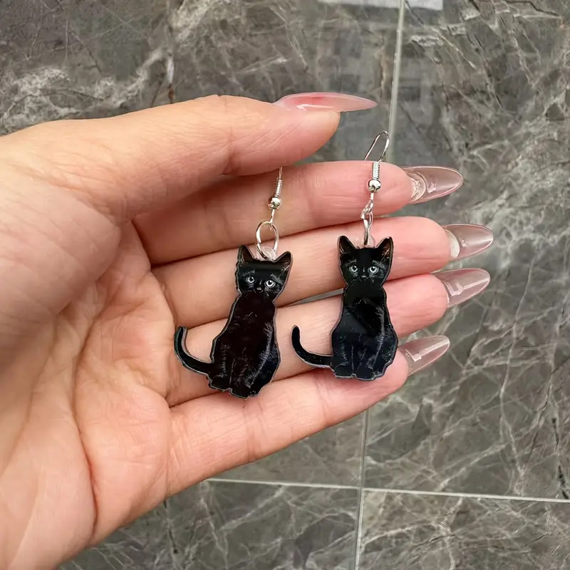 cute black acrylic creative cartoon charming earrings
