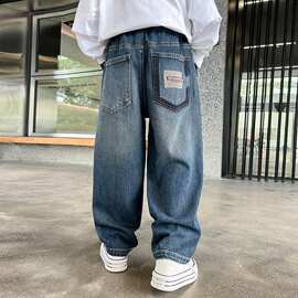 牛仔裤牛仔裤春季中腰秋季春装男长裤童裤儿童男童洋气休闲阔腿