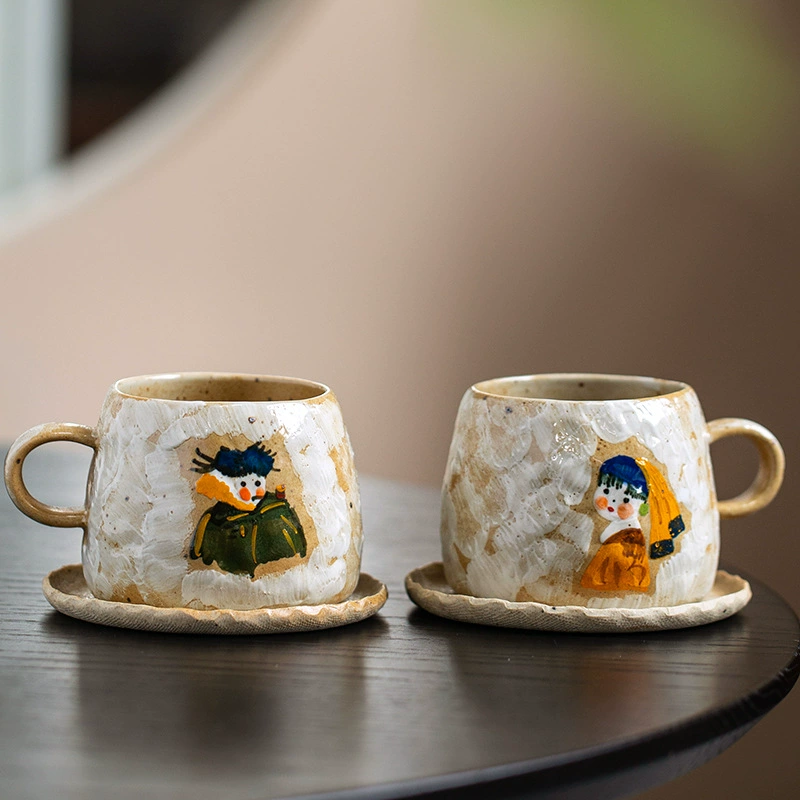 Дизайнерская керамическая ретро чашка handmade, кофейный набор для любимого