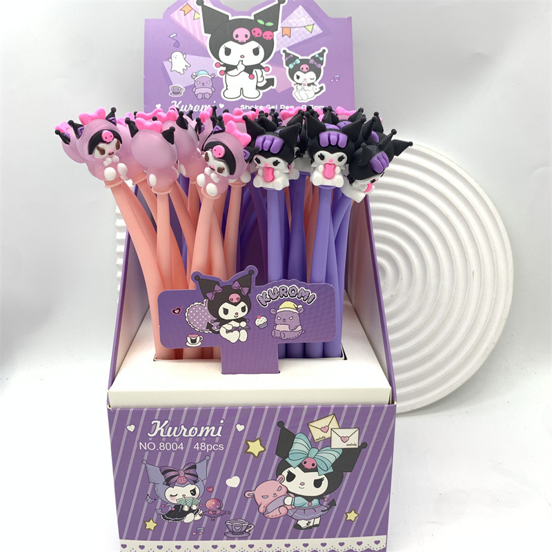 Comercio exterior Sanrio coolomi swing pen gran oreja perro melodía gel pluma de dibujos animados pluma de agua pequeño diablo pluma de descompresión
