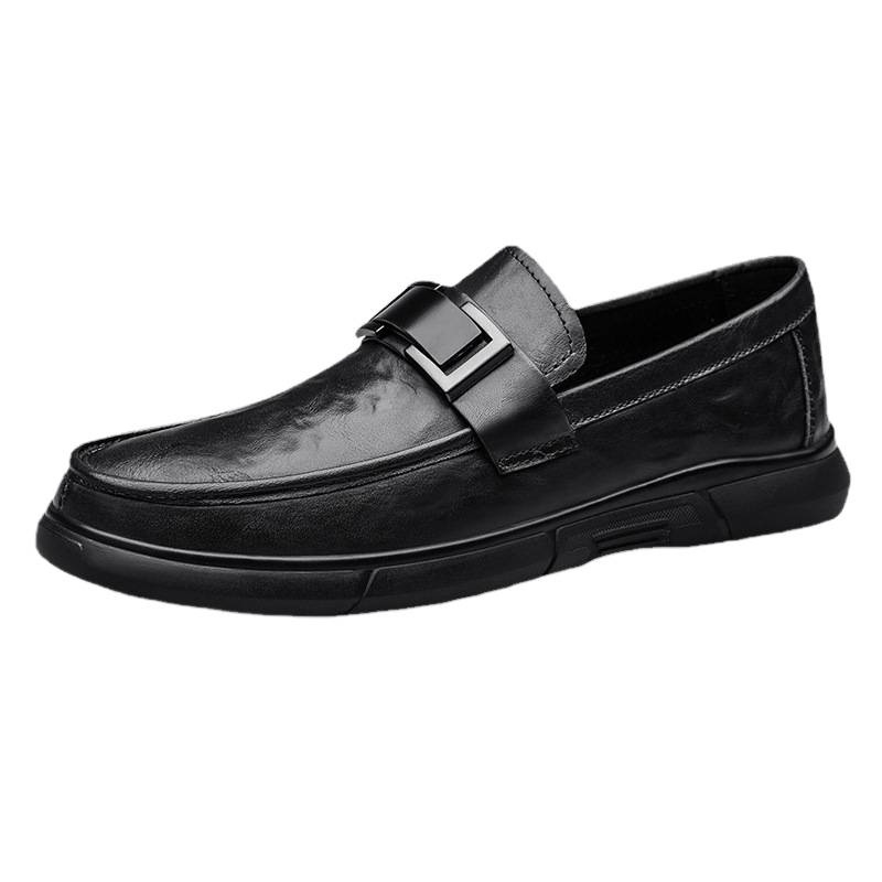 Zapatos de cuero casuales de negocios para hombres, zapatos de suela gruesa, zapatos de conducción de moda juvenil, cuatro estaciones, zapatos de cuero para hombres.