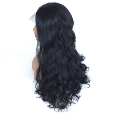 Estilo popular europeo y americano negro ondulado largo rizado fibra química de encaje medio mano tejida cubierta de cabeza LW0217