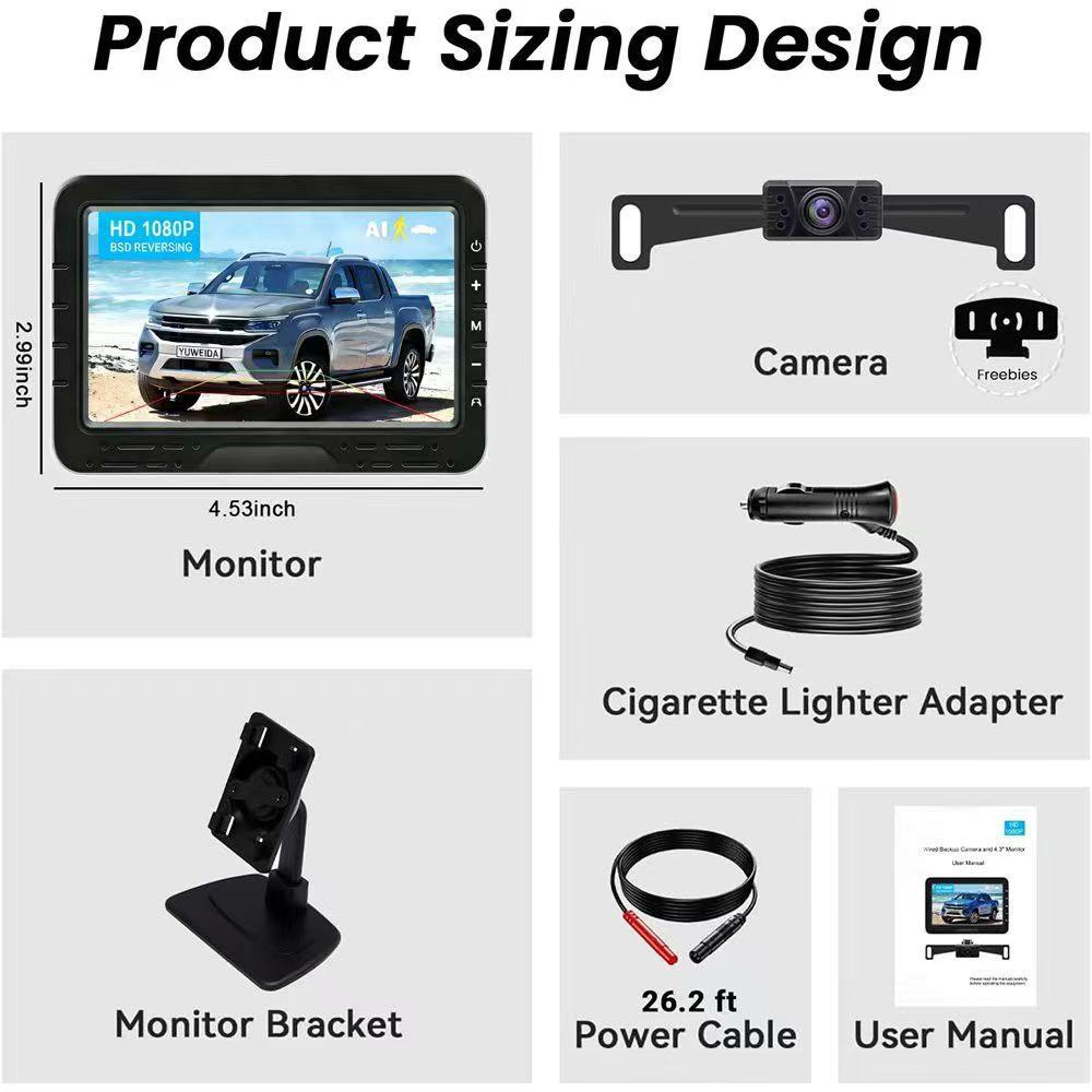 4.3inch Ahd Vehicle-Mounted Monitor for Truck and Camper Monitoring, Vehicle-Mounted Monitor for Security Monitoring and Riding Monitoring