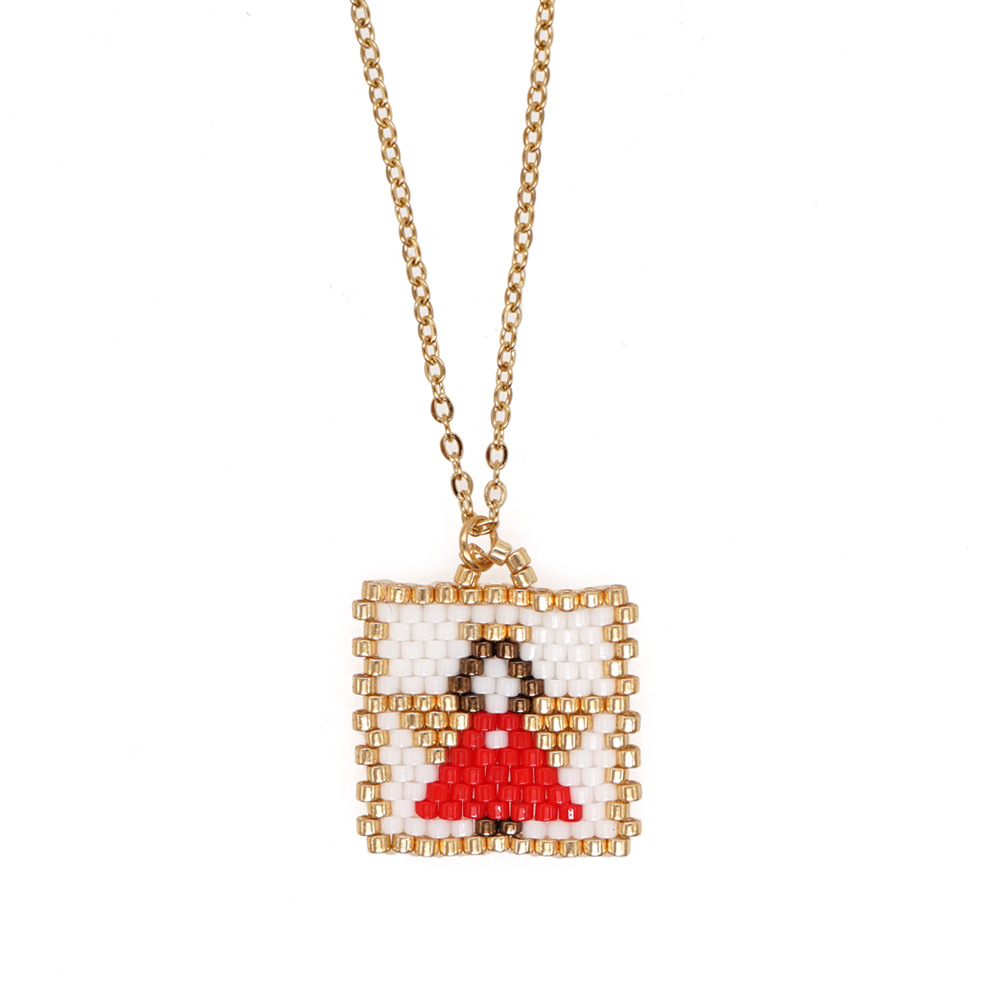 new fashion cross stainless steel collarbone chain Miyuki beads handmade beaded angel necklace