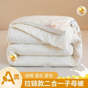 Cotton Satin Jacquard Zipper Two-in-One Mother Quilt Soybean Fiber Winter Quilt Twin Quilt Core Bedding