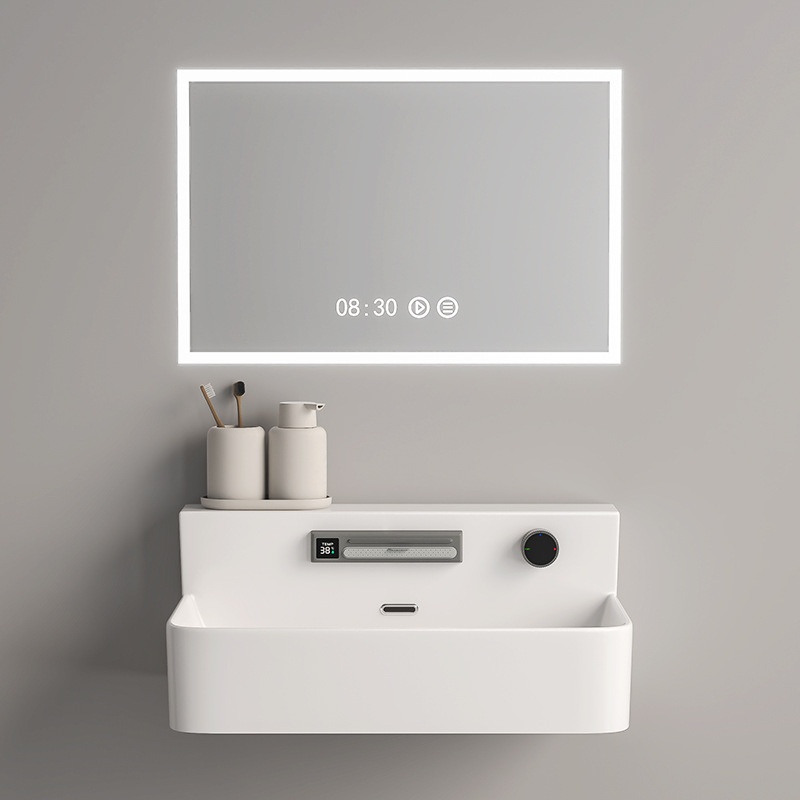 Nuevo lavabo de pared, lavabo grande, lavabo de cerámica, grifo de lluvia, lavabo, armario de baño, lavabo sobre encimera image 4