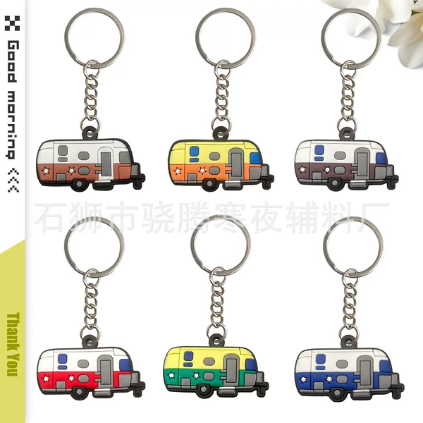 New Cute Cartoon Tourist Rv Keychain Gift Pendant Accessories pvc Material Factory Direct Can Be Wholesale