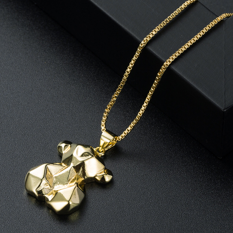 simple cute bear pendant necklace pure copper gold plated fashion necklacepicture3