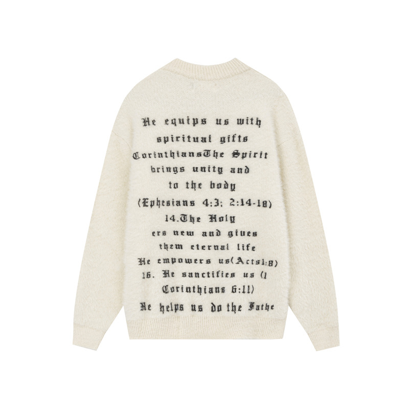 Vêtements pour hommes, design de niche de rue, sens du mohair, marque de mode Spider, style paresseux, pull décontracté ample_voghion.com