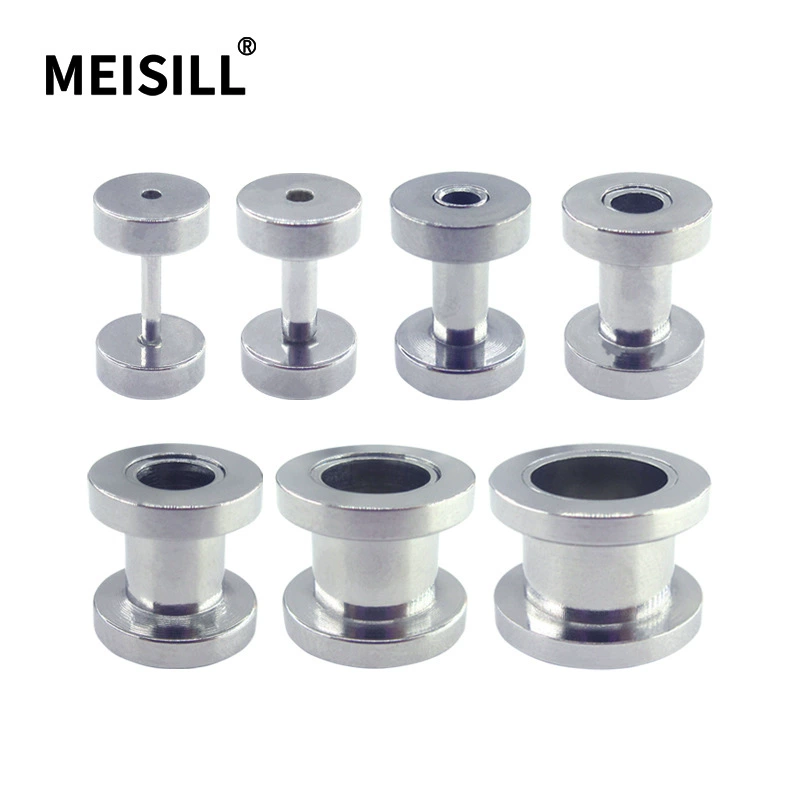 Мейер плоский шкив из нержавеющей стали, расширитель для ушей с внешней резьбой, двойной плоский пирсинг для ушей, ювелирные изделия, оптовая продажа с фабрики