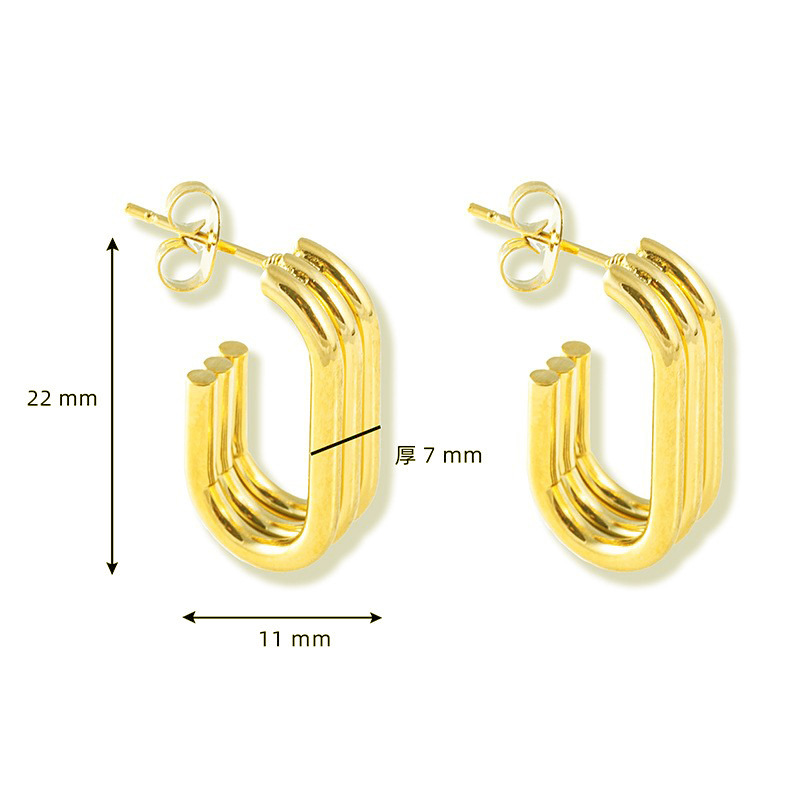 Pendientes geométricos de triple capa en forma de U, de acero inoxidable, diseño elegante y de nicho, versátiles, joyería europea/americana