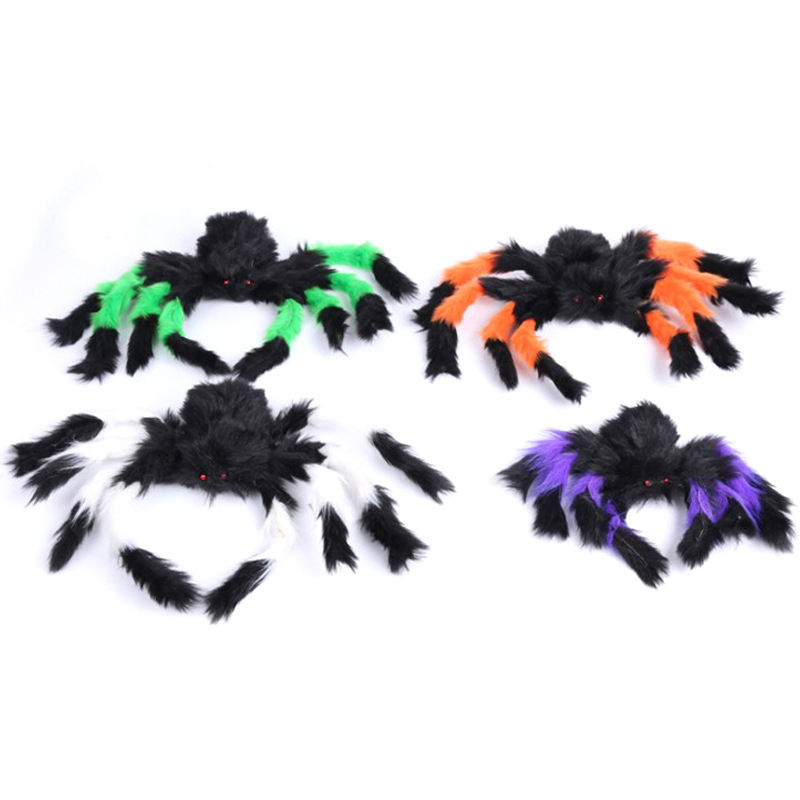 Halloween Spider Decoration Props Venue Layout Toy Plush Simulation Colorful Holiday