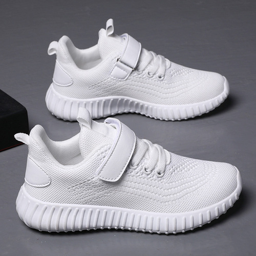 Boys' Four-Season Flyknit Breathable Double-Mesh Sports Shoes—Popular Style for Older Kids and Teens, with Soft Soles