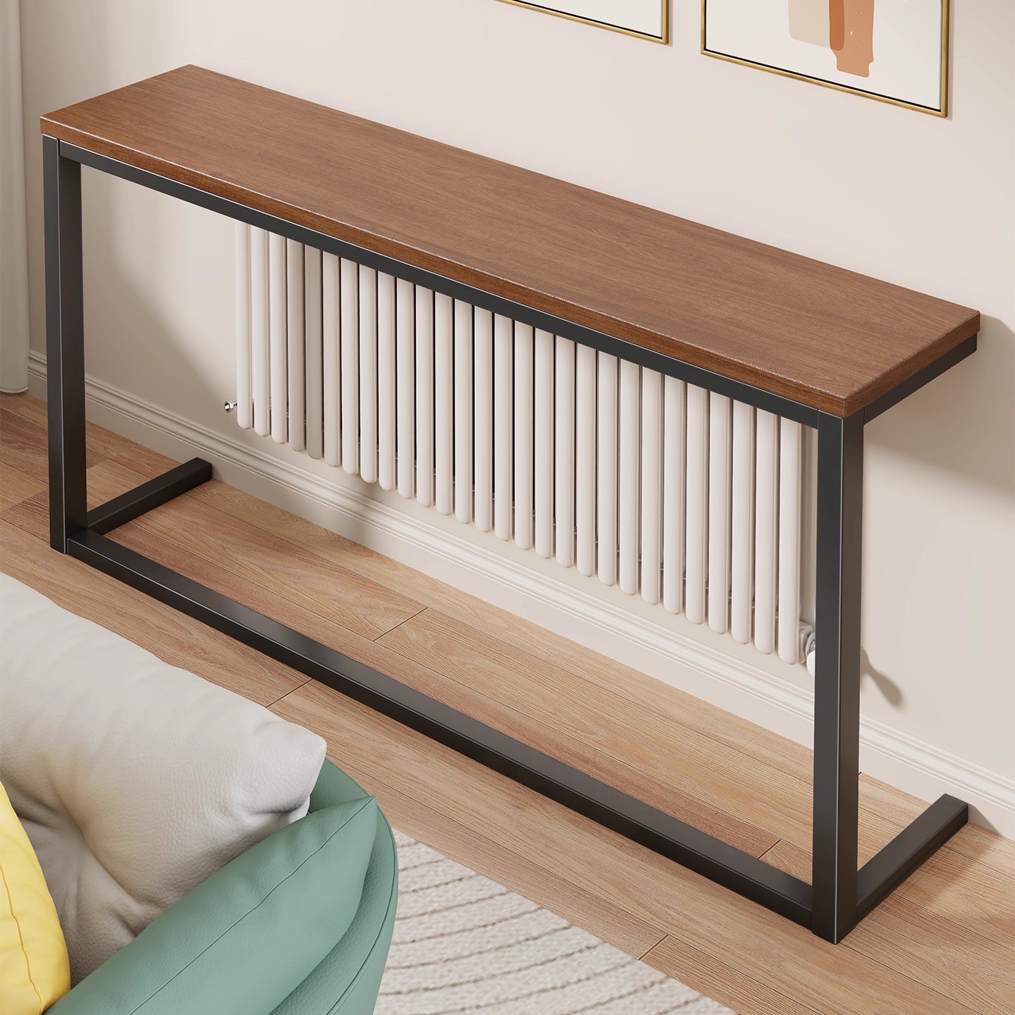 Estante Estrecho de Almacenamiento de Madera y Hierro para Sala de Estar y Dormitorio