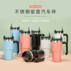 クロスボーダー 20oz30oz 断熱カップ 車用カップ 大容量 ハンドルカップ アイスバーカップ ストローカップ ウォーターカップ 車用カップ