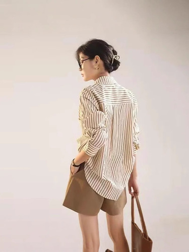 Women's Spring and Autumn New Fashion Casual Korean Version Outerwear Shirt French High-End Long-Sleeve Top