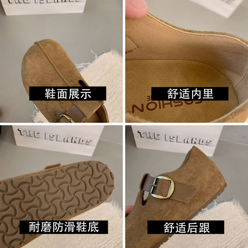 欧货爆款真皮厚底勃肯鞋女2025新款瓢鞋百搭轻便休闲懒人一脚蹬潮|undefined