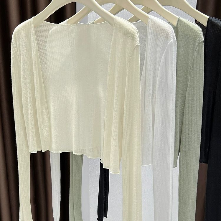 White Sun Protection Clothing, Knitted Cardigan, Thin Women's Jacket, Summer Skirt, High-End Suspender Skirt, Sun Protection Outerwear White Sun Protection Clothing, Knitted Cardigan, Thin Women's Jacket, Summer Skirt, High-End Suspender Skirt, Sun Protection Outerwear