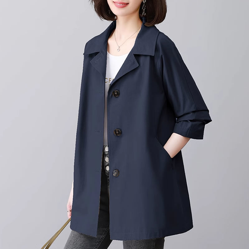 休闲风衣外套女中长款2025春秋新款休闲宽松百搭上衣潮雪尼尔氨纶|undefined
