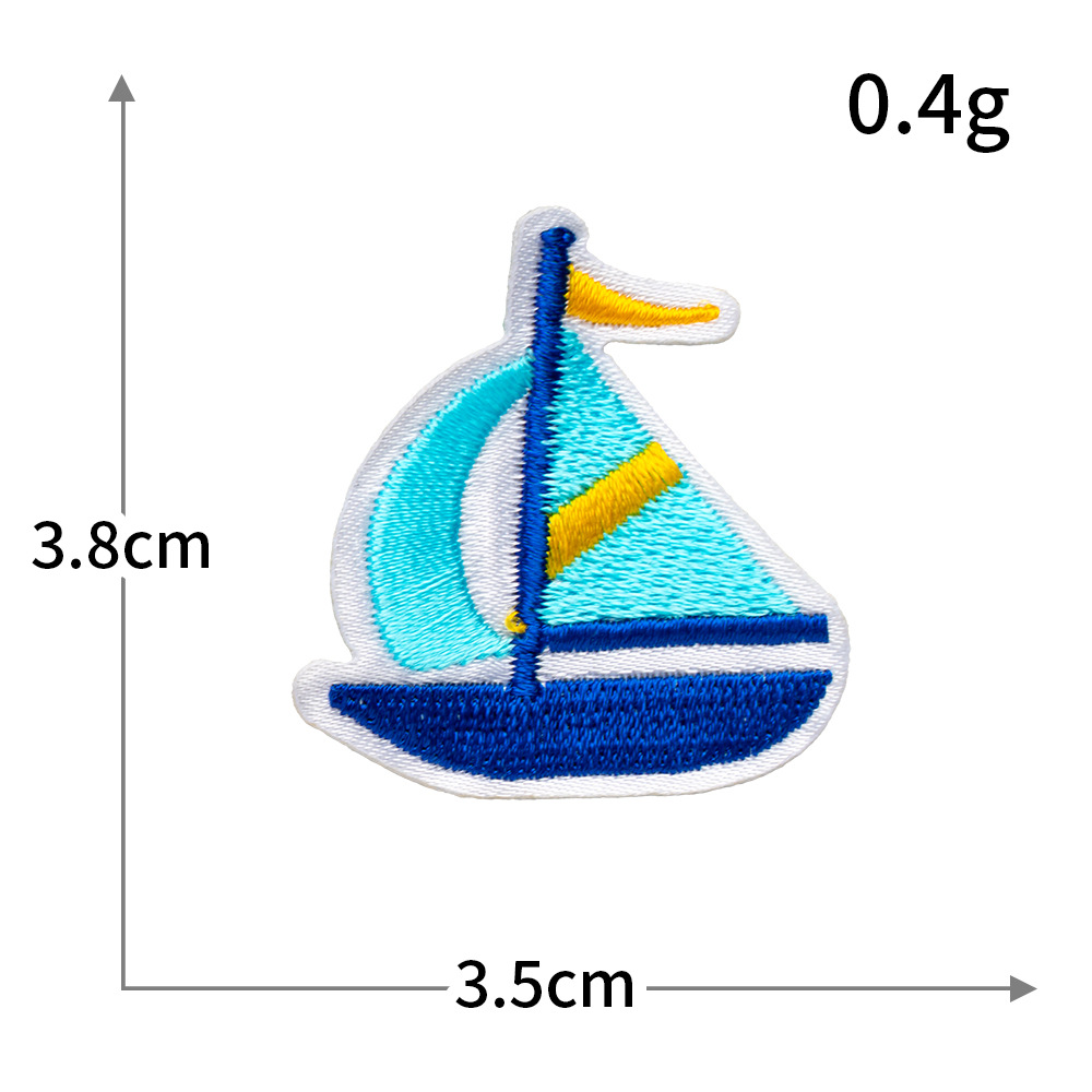 Bordado por computadora de tamaño pequeño, abeja, mariposa, pez, velero, bordado, pegatinas de tela, ropa sin costura, parches rotos, accesorios de ropa