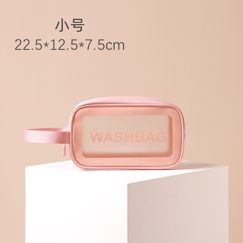 Bolsa de lavado de maquillaje transparente de tres piezas de PVC bolsa de baño de gran capacidad bolsa de almacenamiento portátil mate translúcida