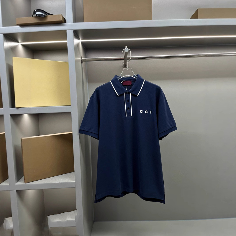High-Quality Version with Correct Lettering on the Chest, Gu Patch, Polo Shirt, Pique Cotton, Unisex Short-Sleeve, Wholesale, Loose Fit, Trendy