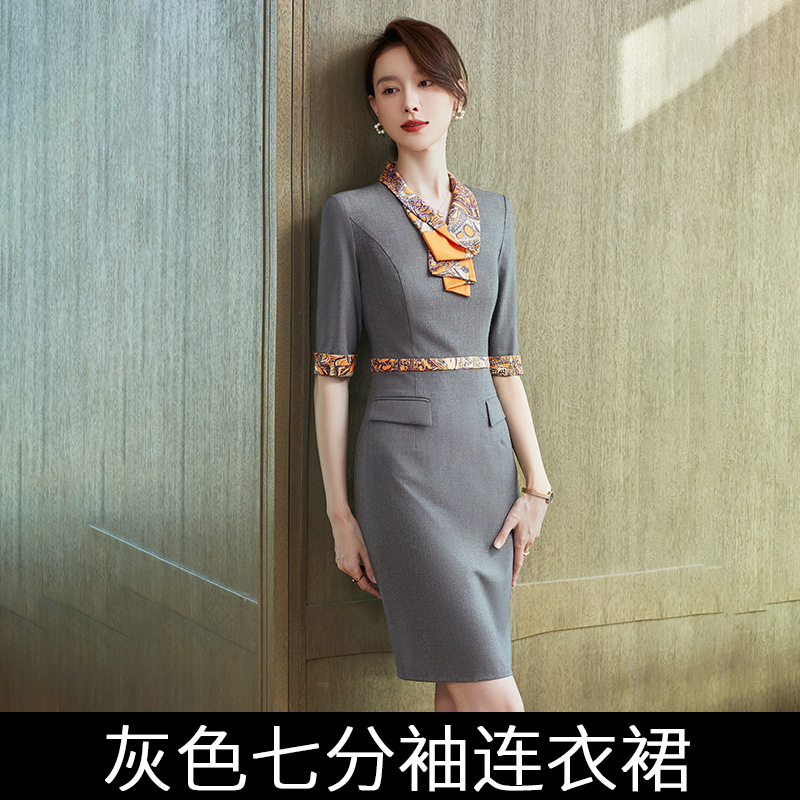 Grey One-Quarter Sleeve Dress