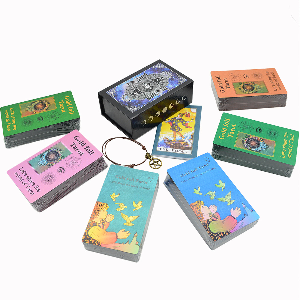 Gold Foil Tarot Cards Set Six Colour Eye Moon Board Game Cards_voghion.com