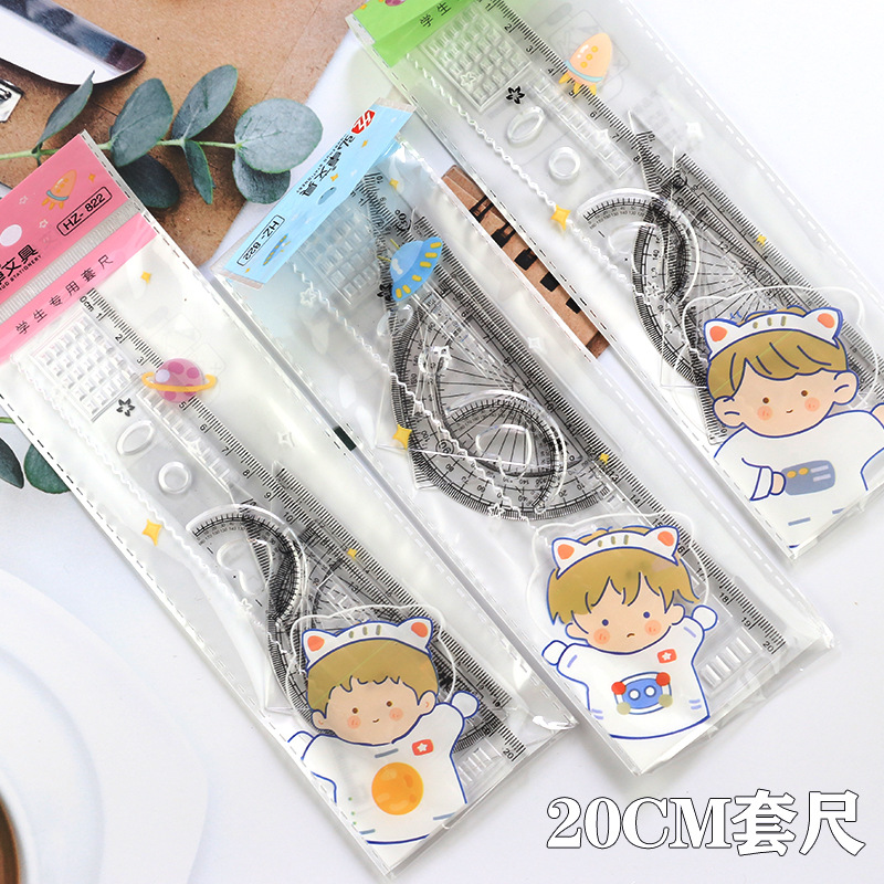 Cartoon Ruler Set of Four, 20cm Soft Straight Rulers for Students, Cute Learning Supplies Stationery for Wholesale
