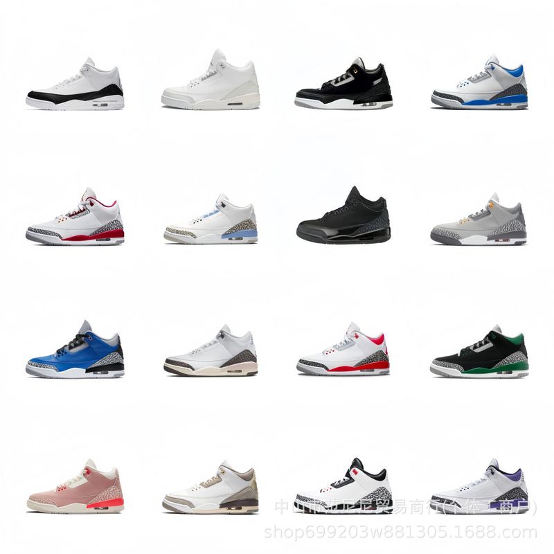 Putian Shoes AJ3 Hiroshi Fujiwara North Carolina Blue and White Cement Basketball Shoes Joe 3 Men's and Women's sneaker
