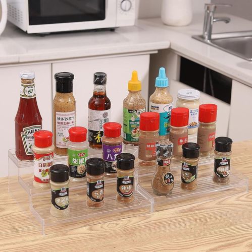Cross-border transparent acrylic kitchen spice display rack ladder layered storage rack spice storage rack