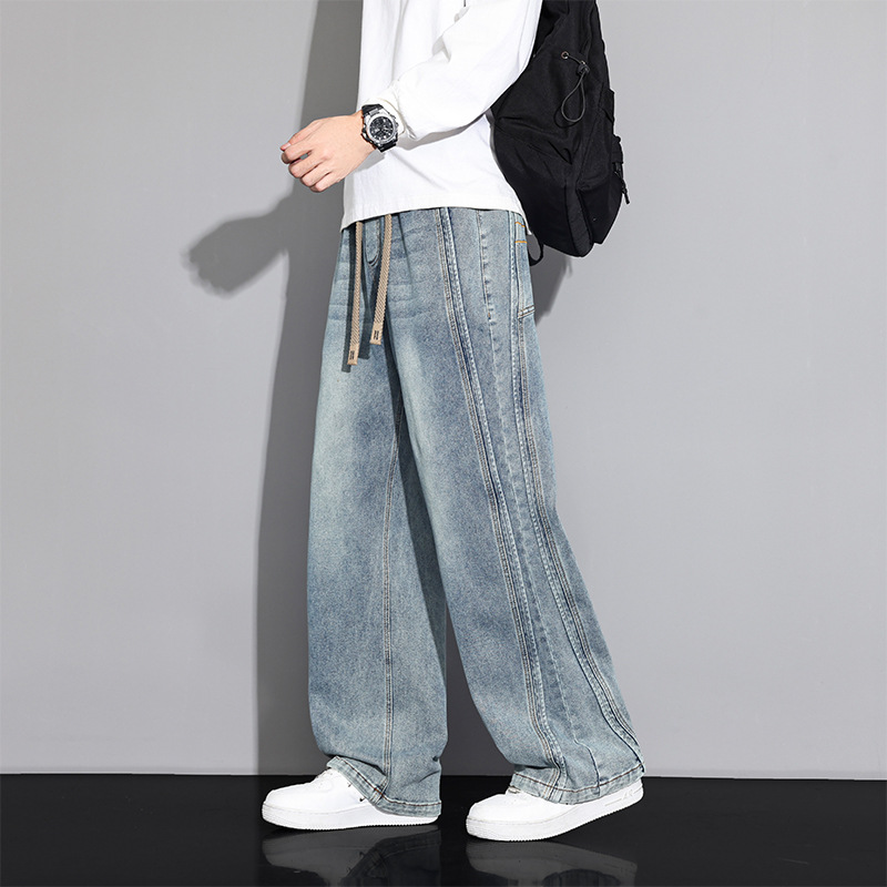 JYF-2752 Spring and Autumn High-end Men's Casual Jeans, Trendy Brand, Versatile, Height-enhancing, Comfortable, Straight and Loose Fit