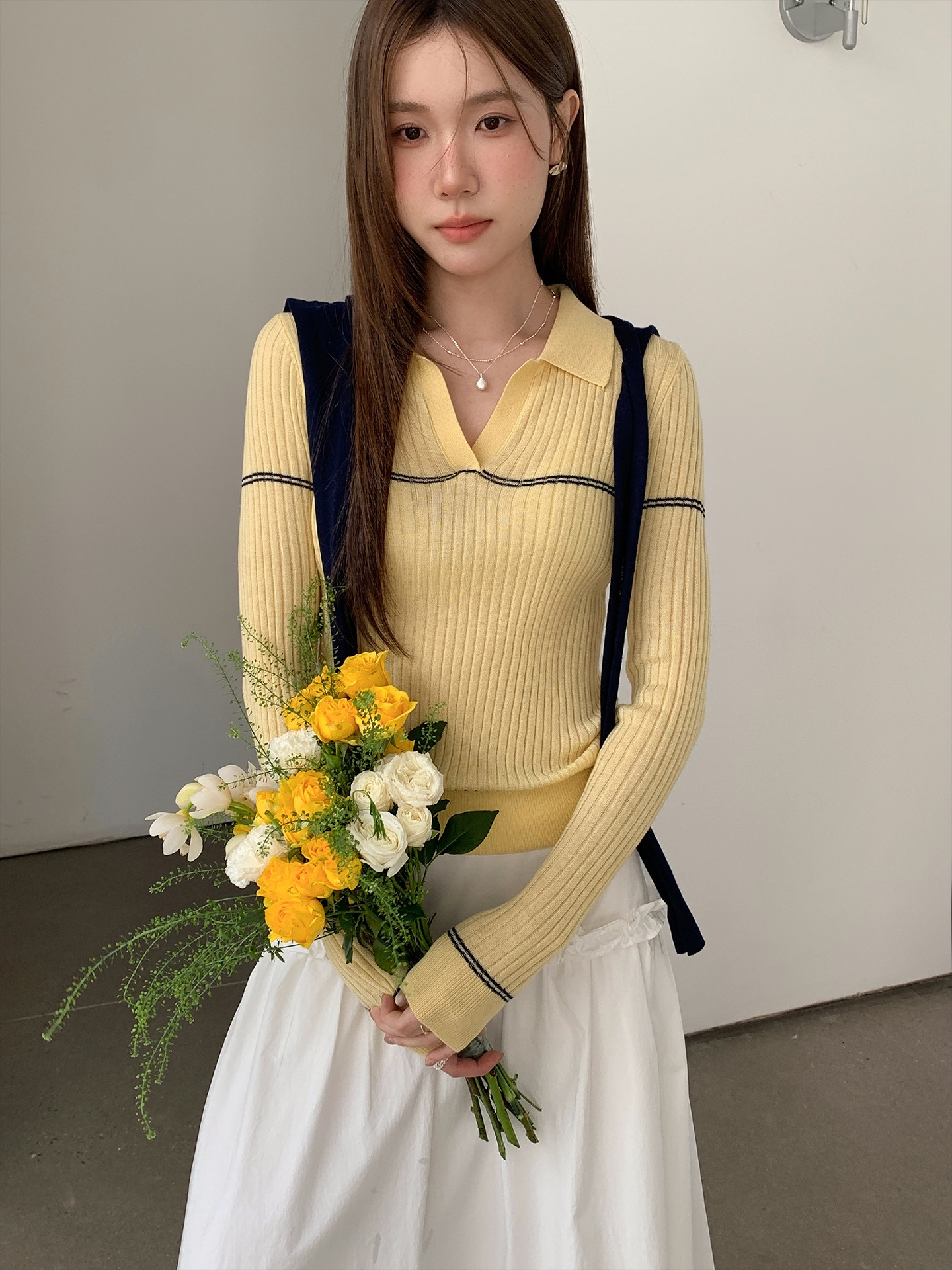 26ye003 light yellow fake two pieces