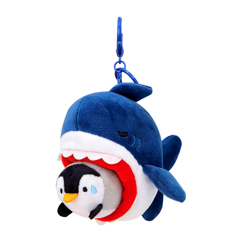 新しいかわいい小さなサメプルストリング大きな魚食べる小さなガチョウペンダントキーホルダーぬいぐるみバッグペンダントギフト卸売|undefined