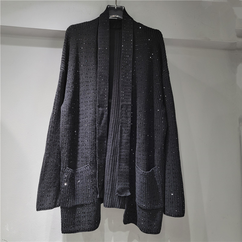 2024 otoño y invierno nuevo suéter abrigo ropa de mujer suelta viento perezoso industria pesada taladro caliente de moda de manga larga tendencia image 7