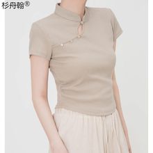 新中式国风盘扣短袖女夏季2024新款显瘦百搭短款气质温柔简约上衣