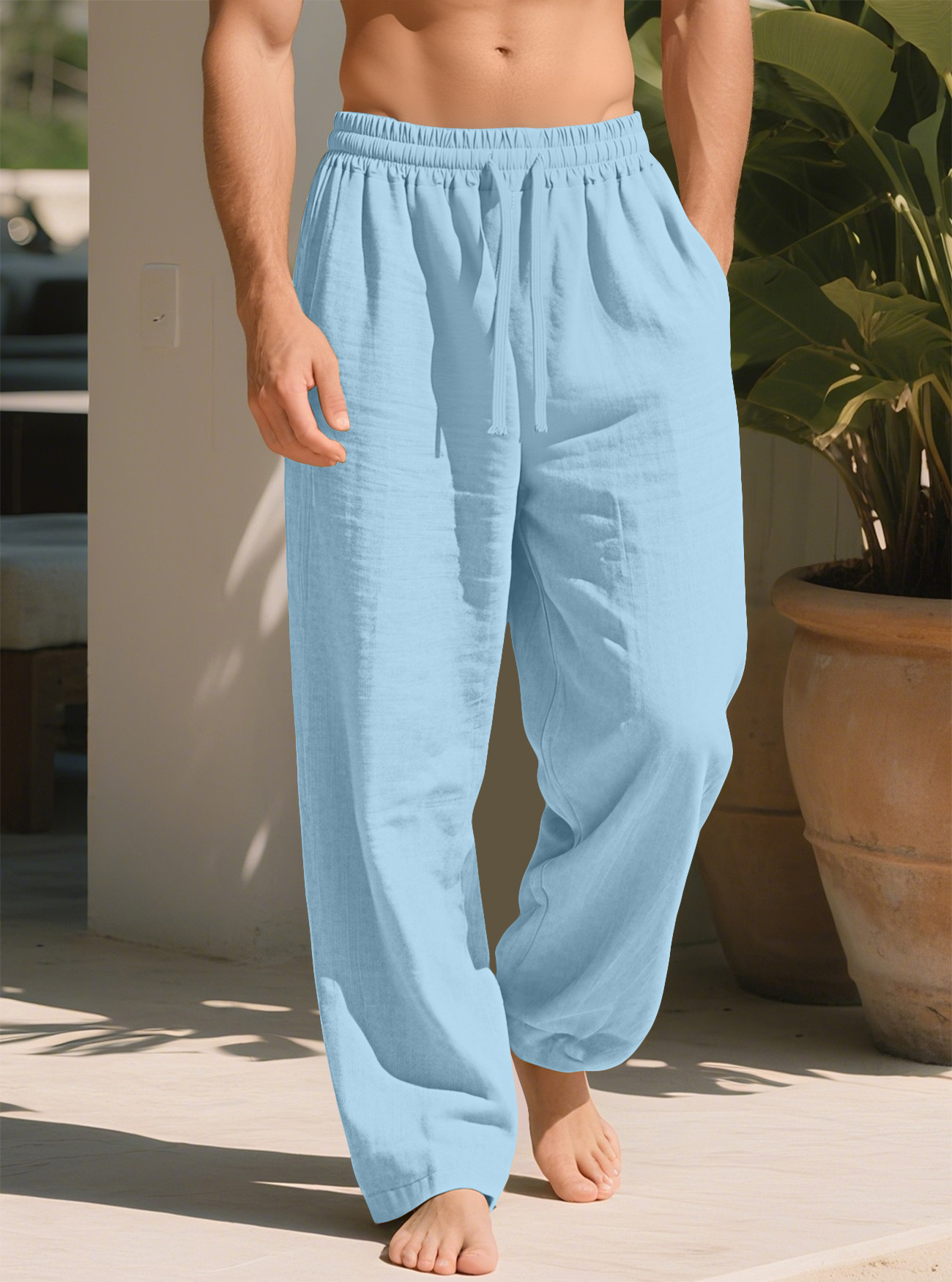 Transfronterizo TK Amazon spot nuevo otoño hombre europeo y americano de color sólido suelto rápido algodón seco rectas pantalones casuales