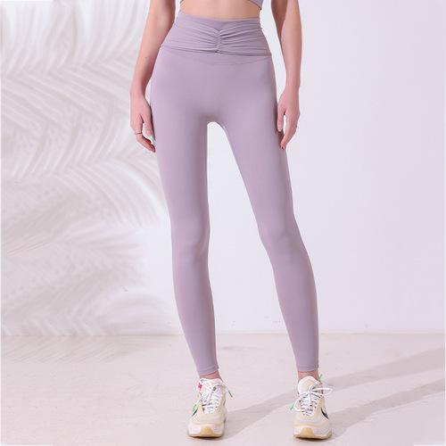 Yoga fitness trousers for women, elastic hip lifting running training pants, tight sports trousers, high waist, belly-controlling nylon fabric