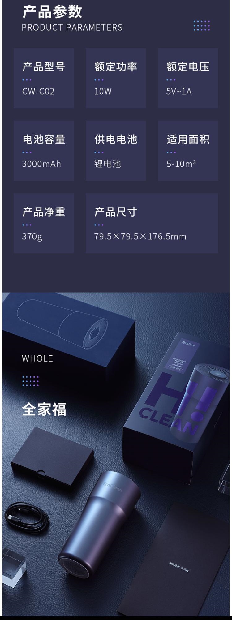 Shijing double-effect clean car purifier CW-C02