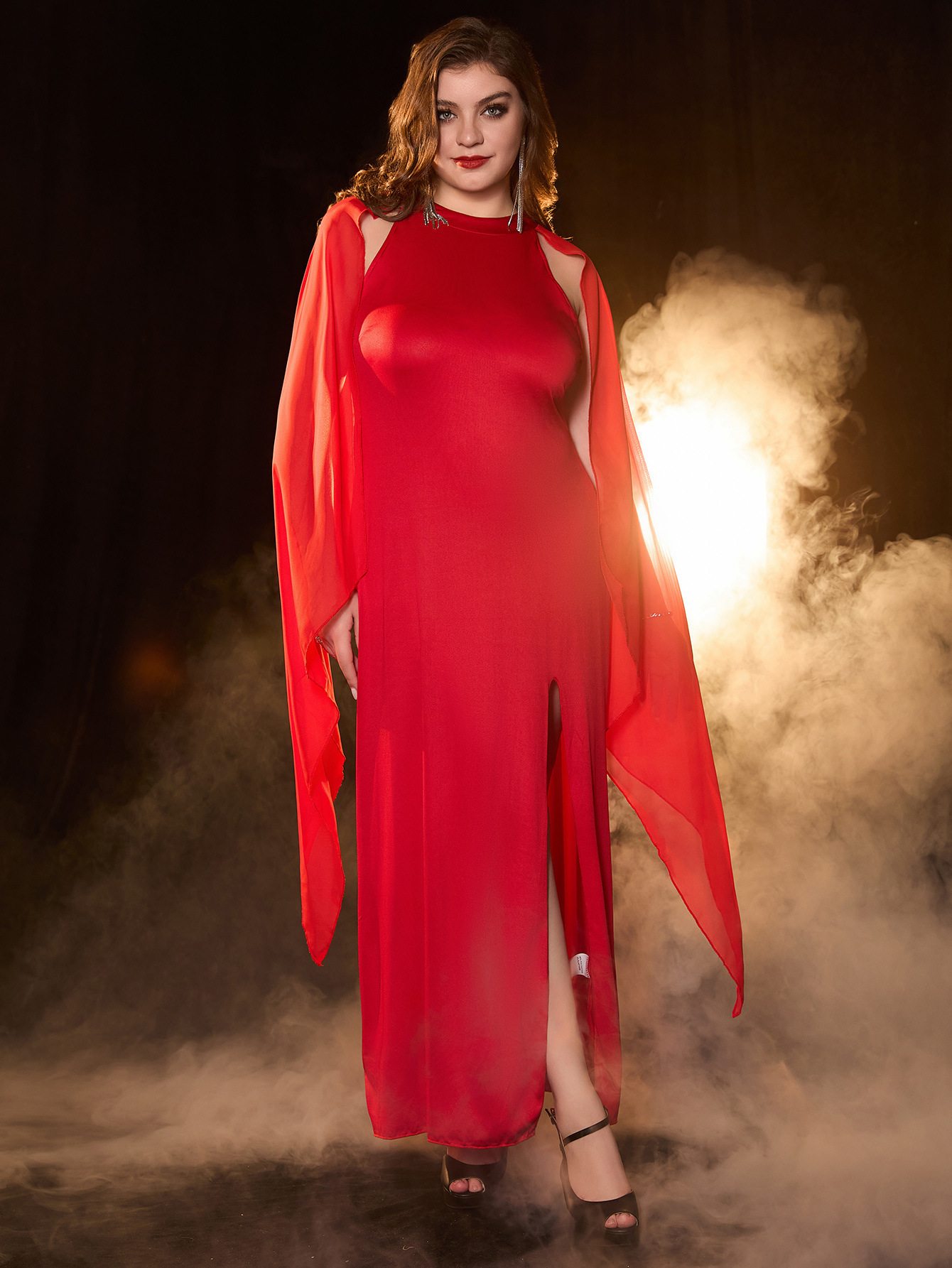 Gran tamaño de comercio exterior transfronterizo de Europa y Estados Unidos para verano nuevo temperamento elegante vestido de cuello redondo de color sólido