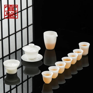 宜鉴璞玉冰种纯白茶具套装德化白瓷功夫茶具家用商用轻奢馈赠礼品