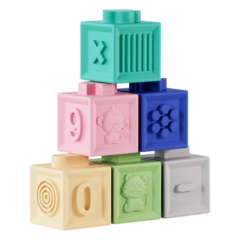 Baby building blocks soft rubber can bite 6-12 months soft rubber ball baby 1-3 years old children tumbler educational toys